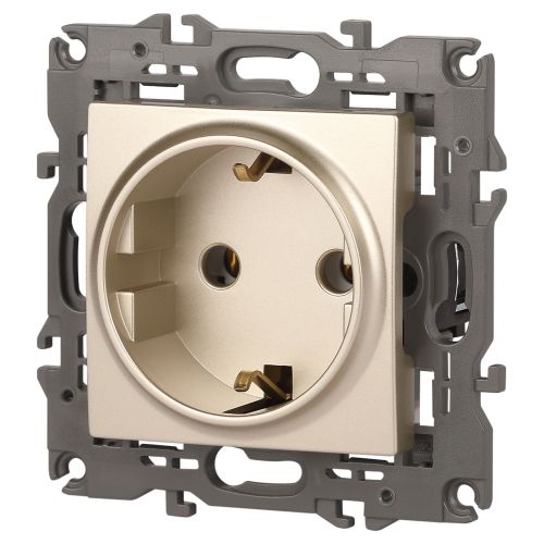  Розетка 1-м СП Эра Elegance 14-2101-04 16А IP20 16AX 250В 2P+E Schuko шампань Эра Б0034268 фото в каталоге от BTSprom.by
