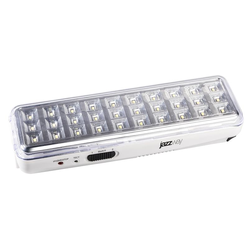 фонарь-светильник аккумуляторный accu9-l30-wh аварийный 30smd яркий 300лм 2ч/эконом 90лм 6ч 220в аккум. li-ion 3.7в 1.2а.ч бел. jazzway 5024533 от BTSprom.by