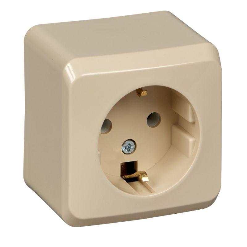 розетка 1-м оп этюд 16а ip20 250в с заземл. без защ. шторок крем. se pa16-003k от BTSprom.by