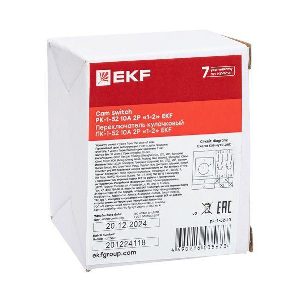  Переключатель кулачковый ПК-1-52 2П 10А "1-2" EKF pk-1-52-10 фото в каталоге от BTSprom.by