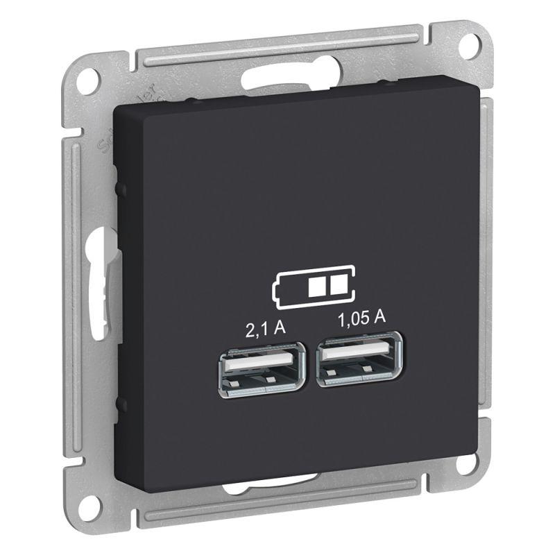розетка usb atlasdesign тип a+a 5в 1х2.1а 2х1.05а механизм карбон se atn001033 от BTSprom.by