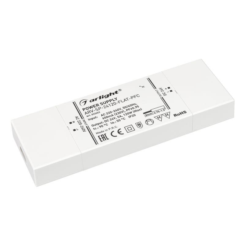 блок питания arv-sp-24120-flat-pfc 24в 5а 120вт ip20 пластик 5 лет arlight 033263 от BTSprom.by