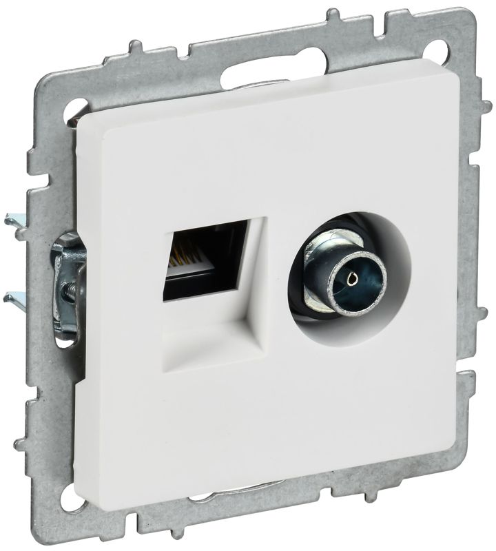 розетка 2-м brite ртв/рк12-браб tv+rj45 кат.5e механизм арктич. бел. iek br-ak20-1-k91 от BTSprom.by
