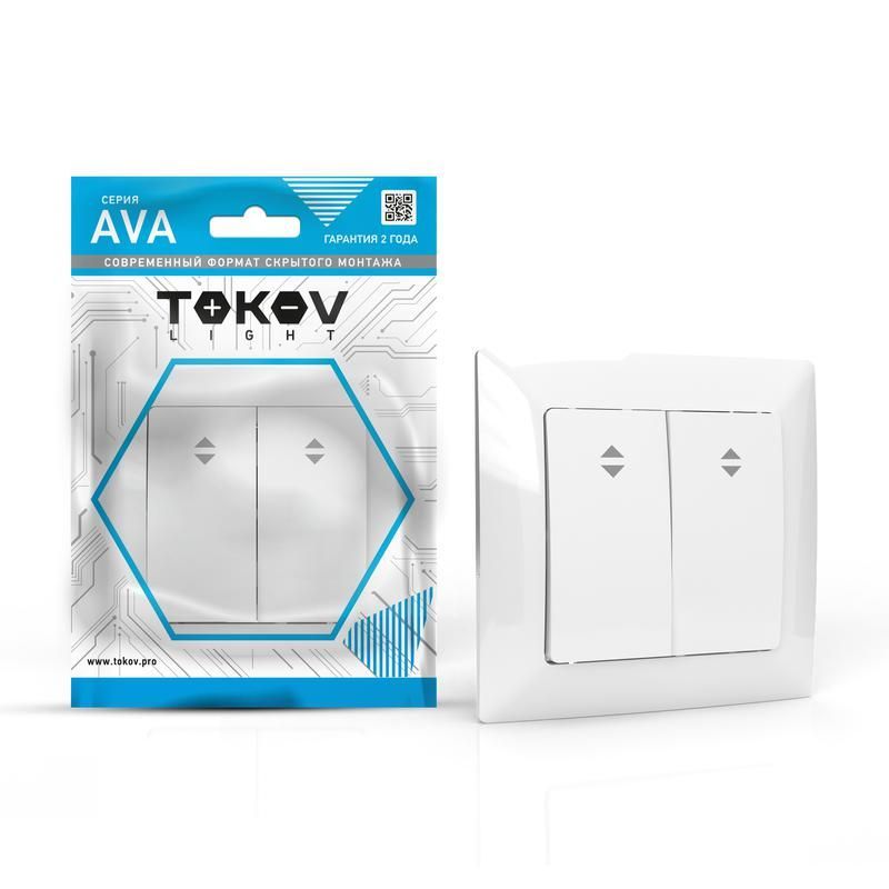 переключатель проходной 2-кл. сп ava 10а ip20 в сборе бел. tokov lighttkl-av-p2f-c01 от BTSprom.by