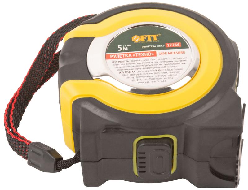  Рулетка Техно 5мх25мм прорезиненный корпус двойн. стопор FIT 17266 фото в каталоге от BTSprom.by