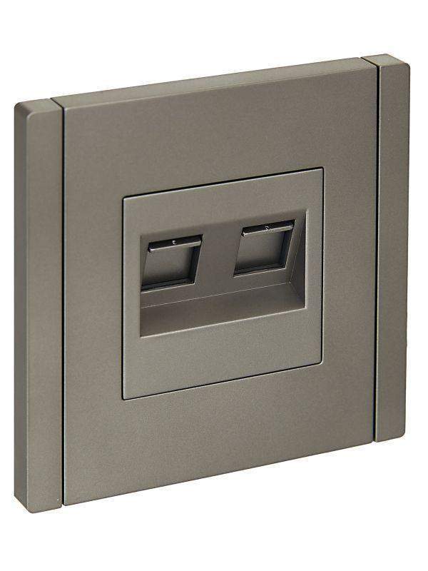 розетка компьютерная 2-м rj45 кат.5e forte&piano fp533 сталь iek fp-k20-1-k46 от BTSprom.by