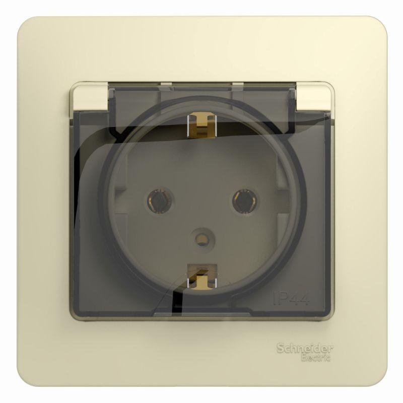 розетка 1-м сп glossa 16а ip20 с заземл. защ. шторки с крышкой в сборе беж. se gsl000246 от BTSprom.by