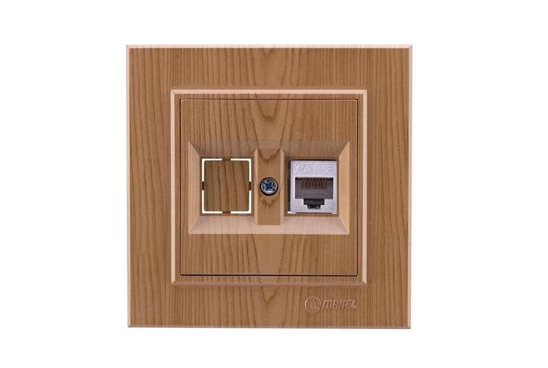 розетка компьютерная+гнездо сп karea 16а ip20 cat 5 дуб makel 56101035 от BTSprom.by
