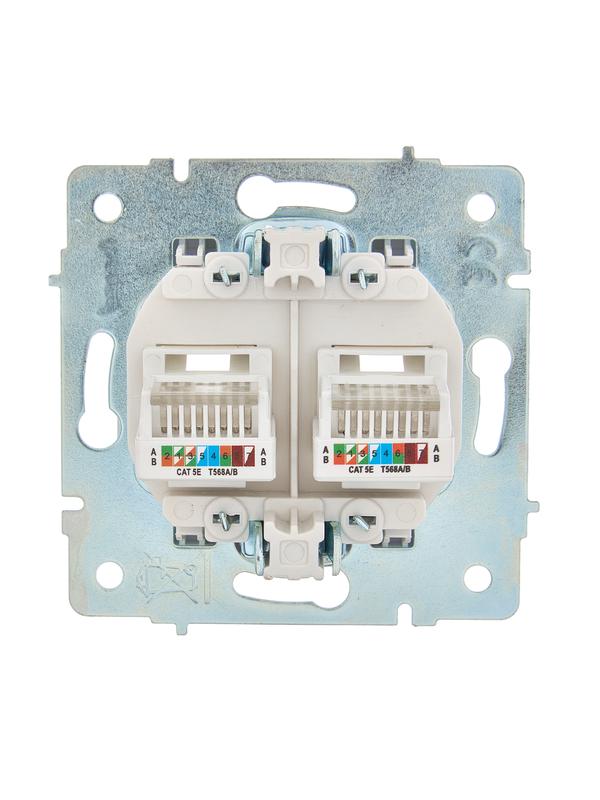  Розетка компьютерная 2-м СП ASTI IP20 RJ45 механизм жемчуж./бел. перламутр. LEZARD 7081-3088-141 фото в каталоге от BTSprom.by