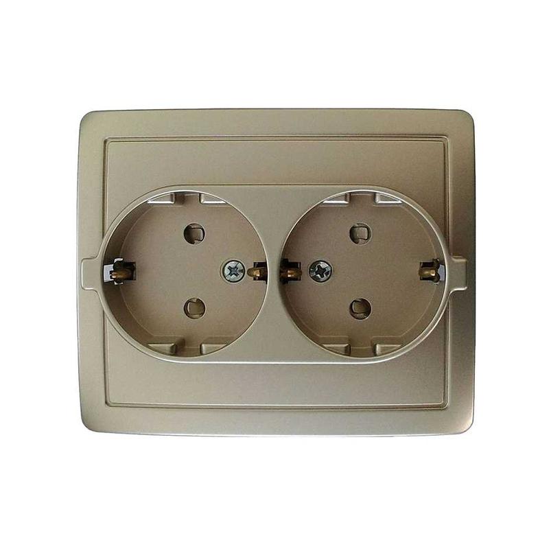 розетка 2-м сп simon15 16а ip20 250в с заземл. schuko защ. шторки винт. клеммы шампань simon 1590451-034 от BTSprom.by