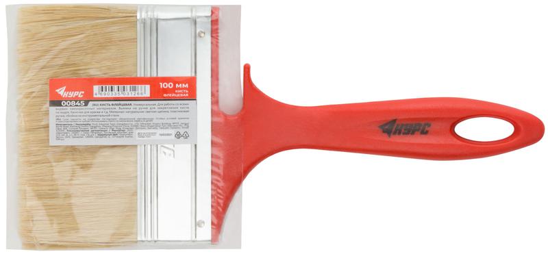  Кисть флейцевая "Крафт" 100мм натур. свет. щетина пластик. ручка с выемкой КУРС 00845 фото в каталоге от BTSprom.by