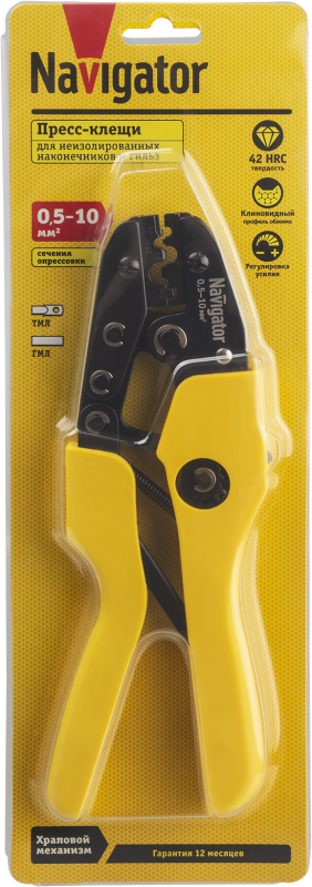 пресс-клещи 80 385 nht-pkv01-m-10 для неизолированных 6кв.мм navigator 80385 от BTSprom.by