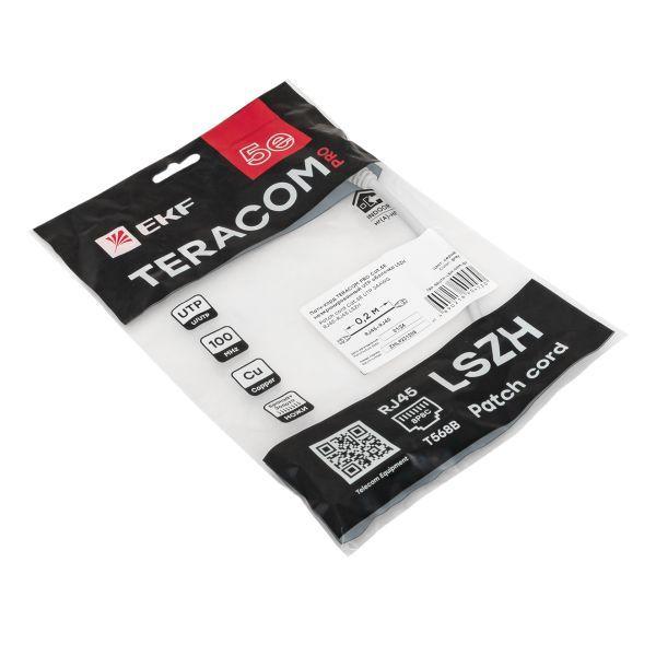  Патч-корд кат.5E UTP неэкранир. LSZH сер. 0.2м TERACOM PRO EKF TRP-5EUTP-LSH-02M-GY фото в каталоге от BTSprom.by
