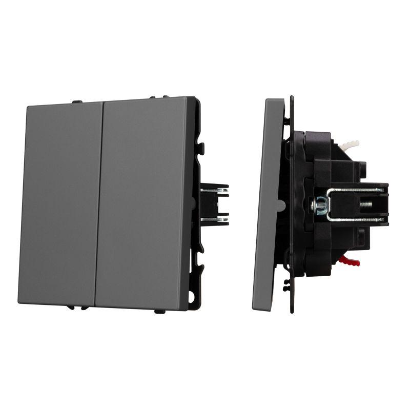 выключатель проходной 2-кл. swt-nobe-mkp2-sfpl-gr 10а 230в механизм arlight 054257 от BTSprom.by