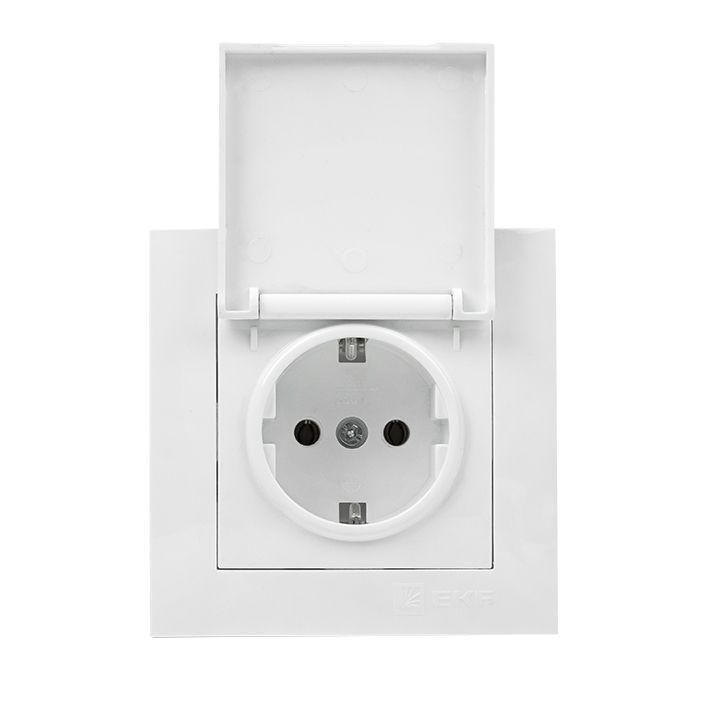 розетка 1-м сп валенсия 16а ip44 с заземл. защ. шторки с крышкой бел. proxima ekf ewv10-124-10 от BTSprom.by
