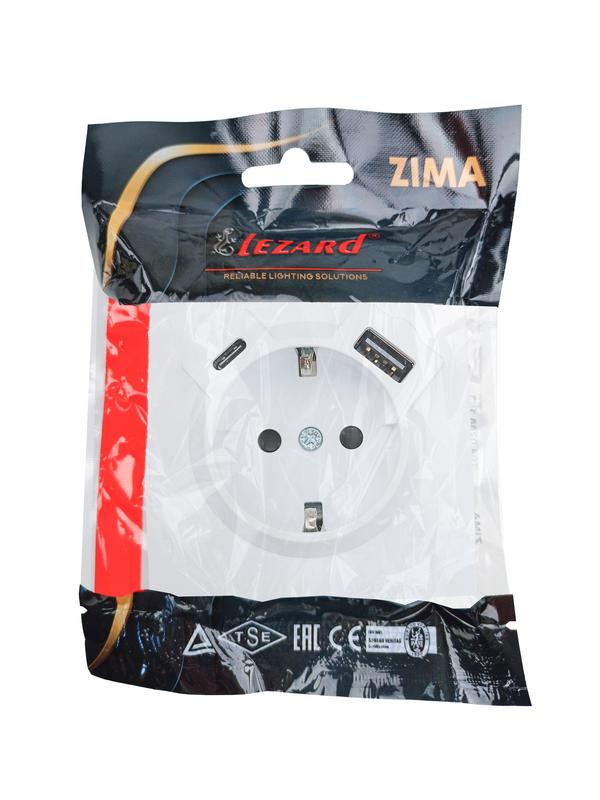  Розетка 1-мест. с/з Type-C+USB разъем СП ZIMA бел. LEZARD 704-0288-181TC фото в каталоге от BTSprom.by