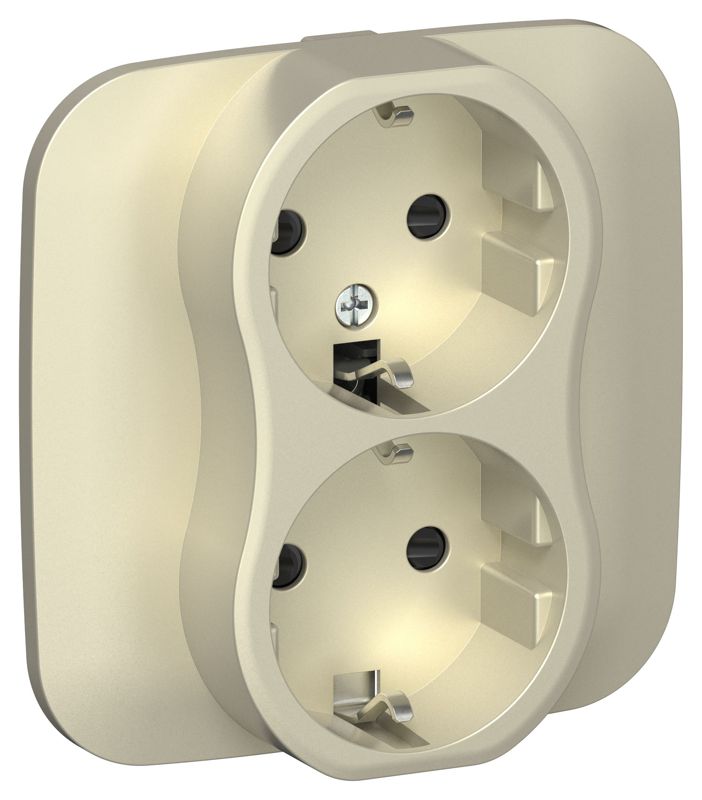 розетка 2-м сп flite рсш12-0-а-флш 16а с заземл. с защ. шторками в сборе механизм шампань iek fi-r24a-16-k37 от BTSprom.by