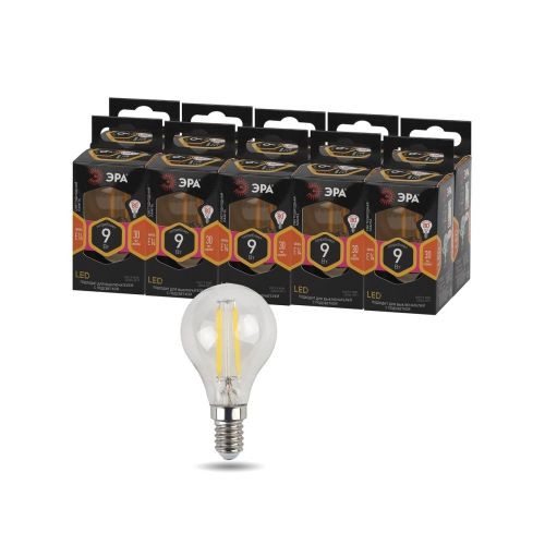 Лампа светодиодная филаментная F-LED P45-9w-827-E14 P45 9Вт шар E14 тепл. бел. ЭРА Б0047020 фото в каталоге от BTSprom.by