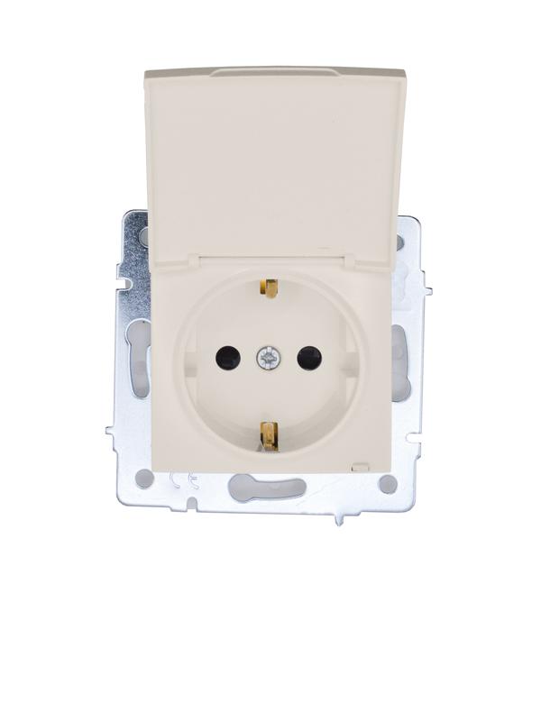 розетка 1-м сп asti 16а ip44 с заземл. с крышкой пбт механизм крем. lezard 7081-0388-123bipch от BTSprom.by