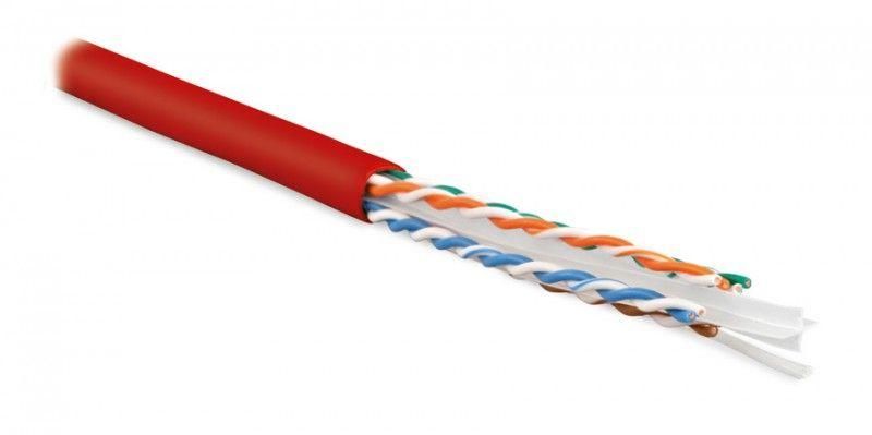 кабель витая пара u/utp кат.6 4 пары 23 awg ож solid с разделит. lszh нг(с)-hf uutp4-c6-s23-in-lszh-rd-305 красн. (уп.305м) hyperline 251945 от BTSprom.by