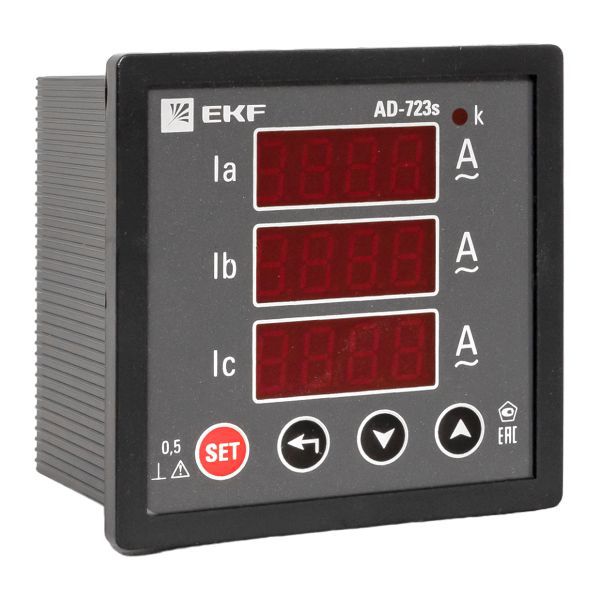 амперметр цифровой ad-723s на панель 72х72 (квадратный вырез) 3ф в коротком корпусе proxima ekf ad-723s от BTSprom.by