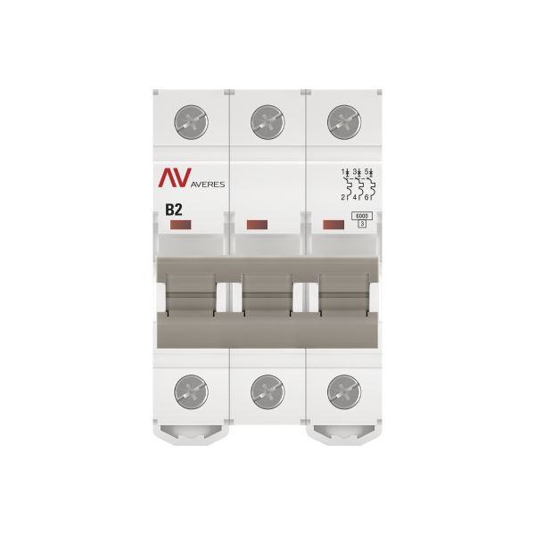  Выключатель автоматический модульный 3п B 2А 6кА AV-6 AVERES EKF mcb6-3-02B-av фото в каталоге от BTSprom.by