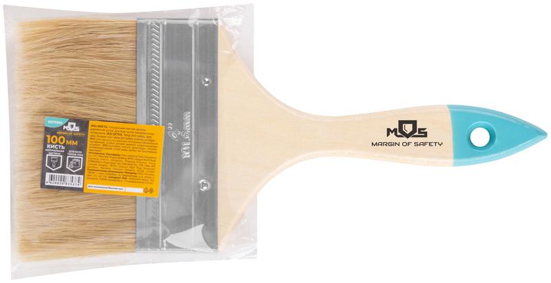  Кисть флейцевая натур. светлая щетина деревянная ручка 4дюйм (100мм) MOS 00708М фото в каталоге от BTSprom.by
