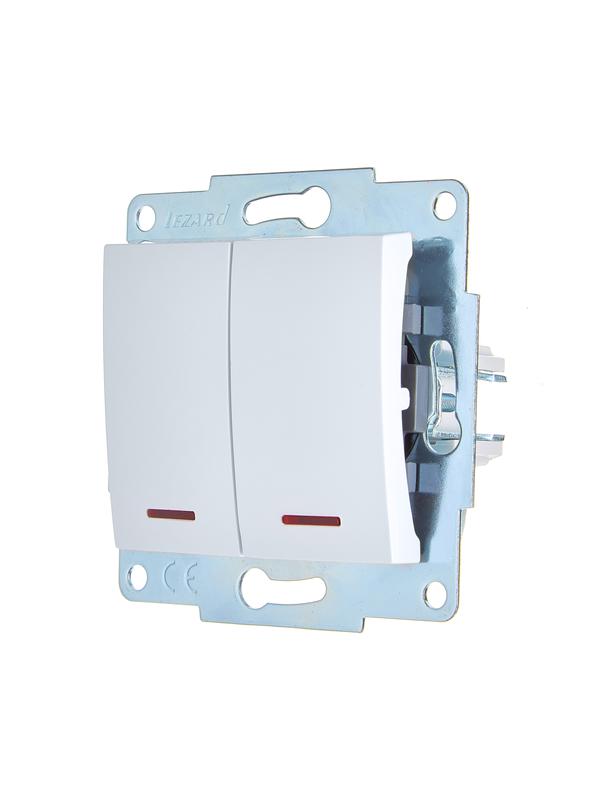  Выключатель 2-кл. 1п СП ASTI 10А IP20 с подсветкой механизм бел. LEZARD 7081-0288-112 фото в каталоге от BTSprom.by