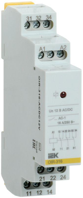 реле промежуточное oir 3 конт. (16а) 12в ac/dc iek oir-316-acdc12v от BTSprom.by