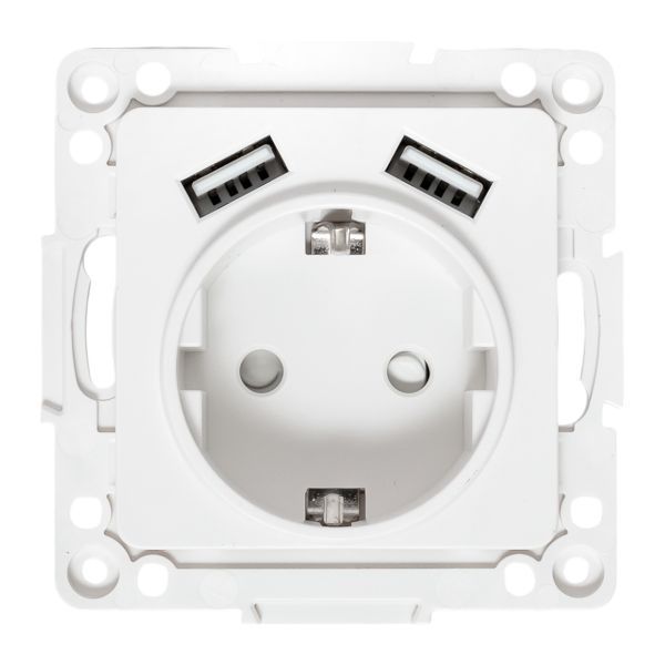  Розетка 1-м СП Стокгольм 16А USB 2A с заземл. защ. шторки винтов. клеммы механизм бел. EKF EYR16-2USB-typeA фото в каталоге от BTSprom.by