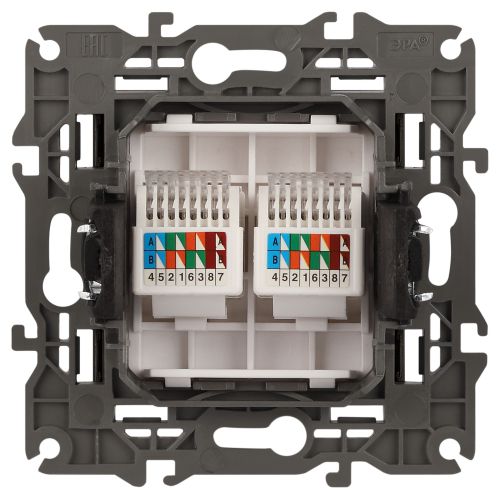  Розетка компьютерная 2-м Elegance 14-3108-05 RJ45 IP20 механизм антрацит Эра Б0034312 фото в каталоге от BTSprom.by