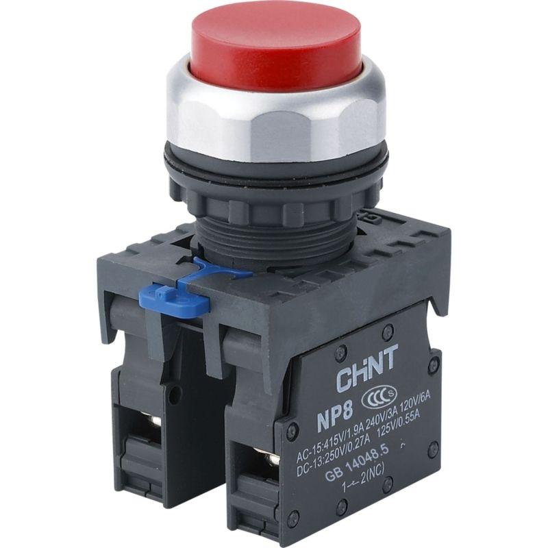 кнопка выступающая np8-11gn/4 без подсветки красн. 1но+1нз ip65 (r) chint 667110 от BTSprom.by