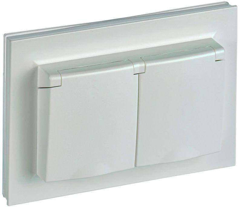 розетка 2-м сп brite рсбш12-3-44-брж 16а в сборе ip44 с крышкой жемчуж. iek br-r26-16-44-k36-f от BTSprom.by