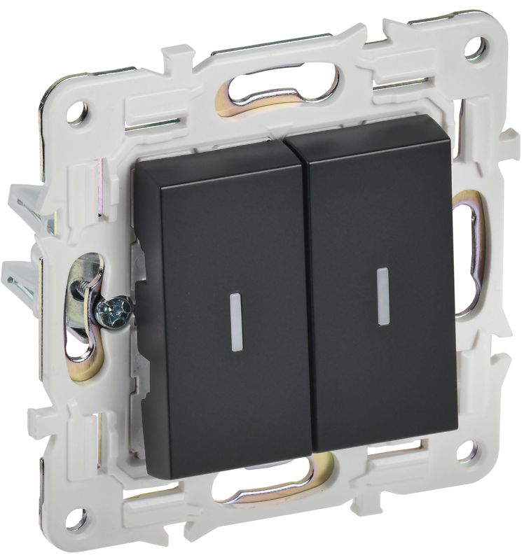 выключатель 2-кл. skandy 10а sk-v09bl с индикацией черн. iek sk-v20-1-10-k02 от BTSprom.by