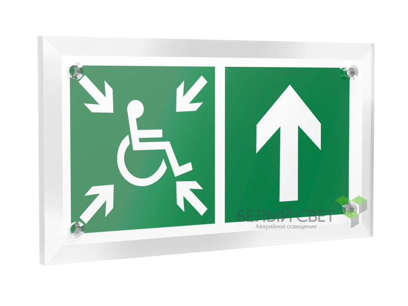 знак безопасности pt-12228.e77"напр.движ. к пункту сбора(безоп.зоне)мгн прямо" белый свет a20930 от BTSprom.by