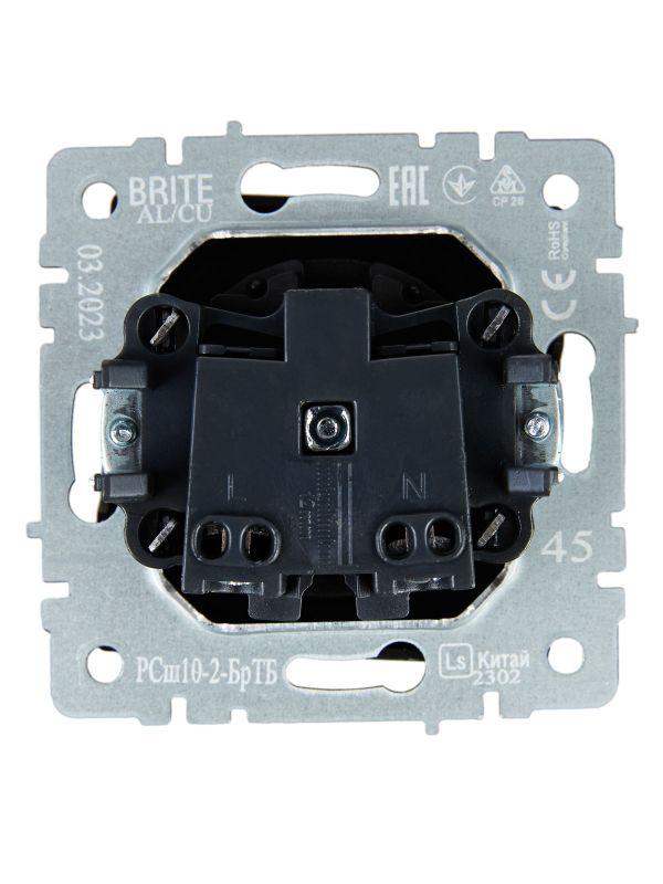  Розетка СП BRITE РСш10-2-БрТБ 10А без заземл. защ. шторки механизм бронза IEK BR-R13-10-K45 фото в каталоге от BTSprom.by