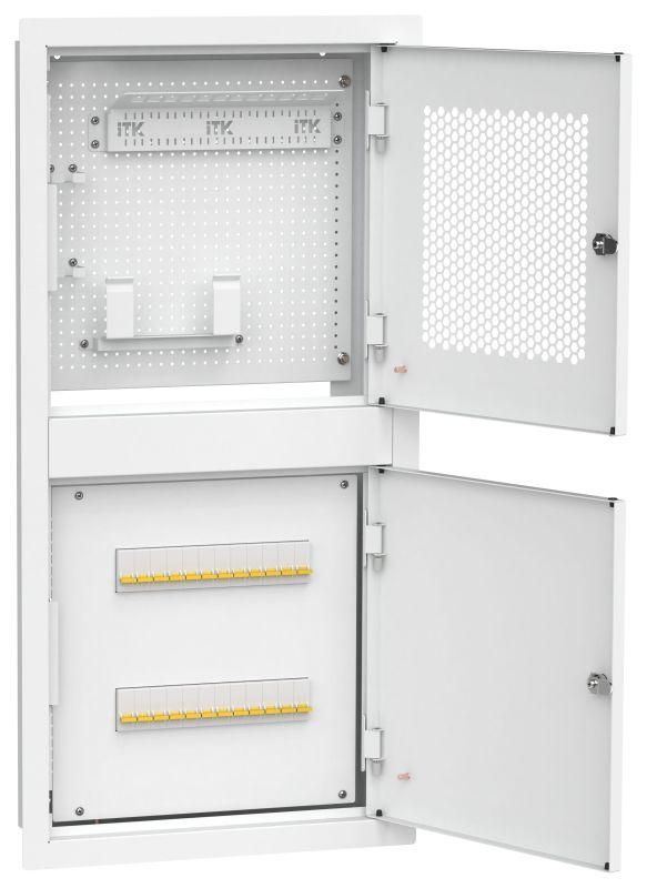шкаф встраиваемый двухсек. 3 ком. 400х850мм дверь метал. бел. linea r itk lr16-4h81-m-fr3 от BTSprom.by