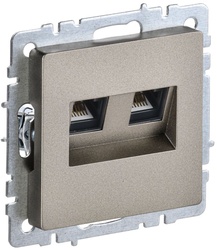 розетка компьютерная двойн. сп rj45 кат.5e brite рк10-2-брш механизм шампань iek br-k20-1-k37 от BTSprom.by