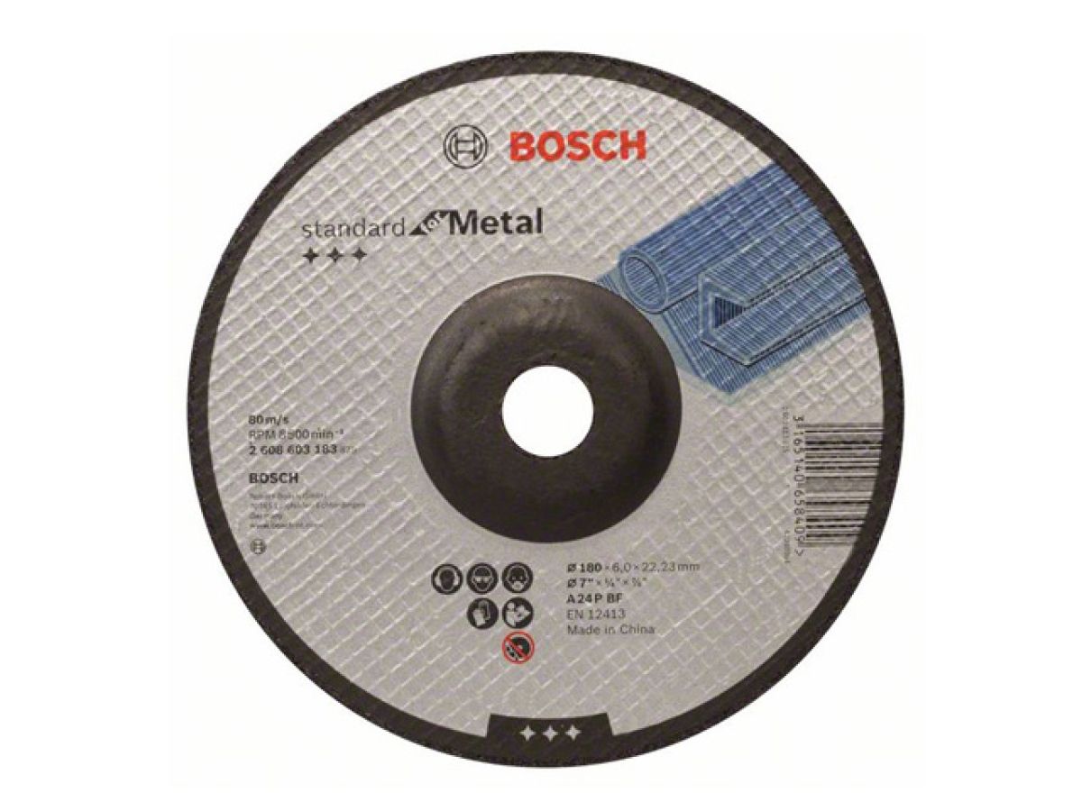 круг обдирочный 180х6x22.2 мм для металла standart bosch 2608603183 от BTSprom.by
