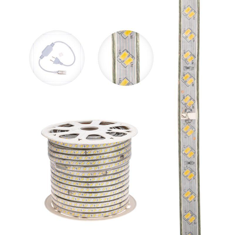 лента светодиодная smd5730 6.5x17мм 120led/м 220в ip67 тепл. бел. (уп.100м) neon-night 142-704 от BTSprom.by
