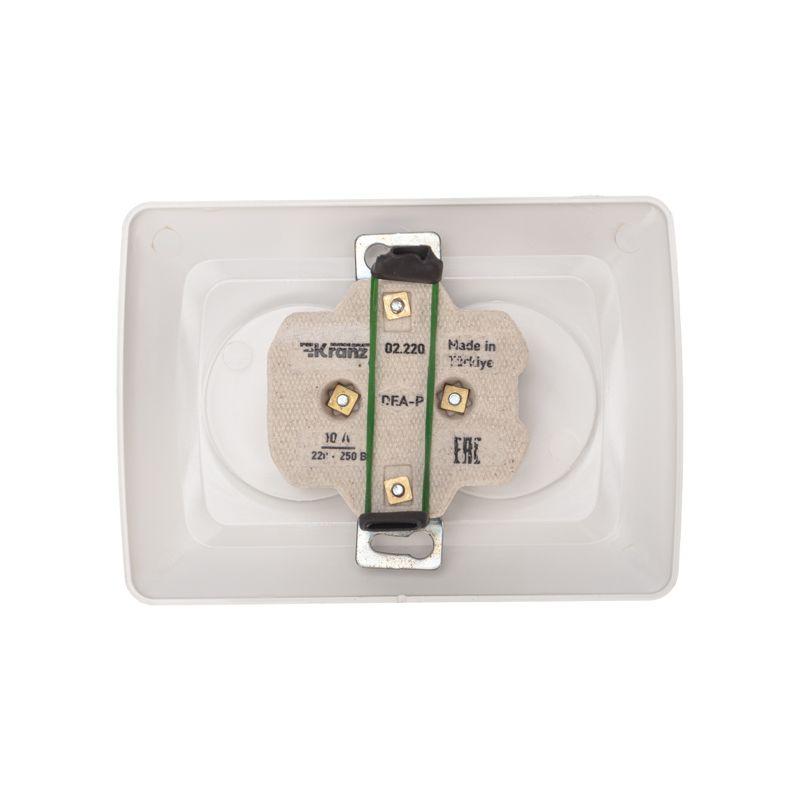  Розетка 2-м СП 10А DEA керамика без заземл. бел. Kranz KR-78-0219 фото в каталоге от BTSprom.by
