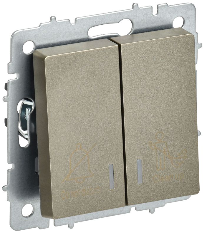 выключатель 2-кл. brite 10а вс10-2-9-брш для отелей с индик. механизм шампань iek br-v20-2-10-k37 от BTSprom.by