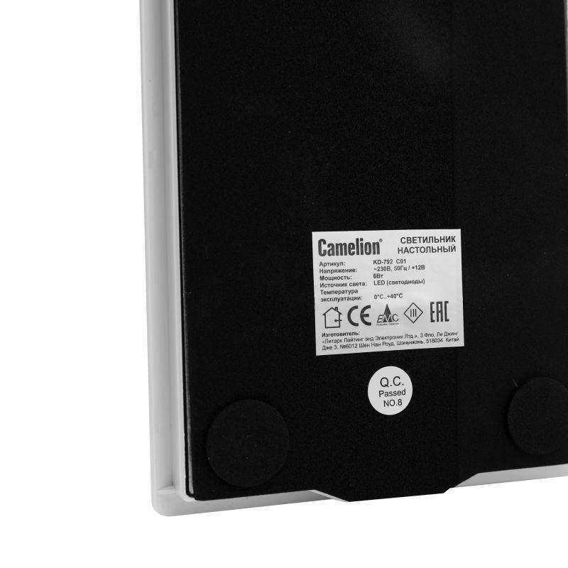 Светильник светодиодный настольный KD-792 C01 6Вт 4000К 230В сенсор. вкл. 4 уровня яркости бел. Camelion 12488 фото в каталоге от BTSprom.by  Светильник светодиодный настольный KD-792 C01 6Вт 4000К 230В сенсор. вкл. 4 уровня яркости бел. Camelion 12488 фото в каталоге от BTSprom.by