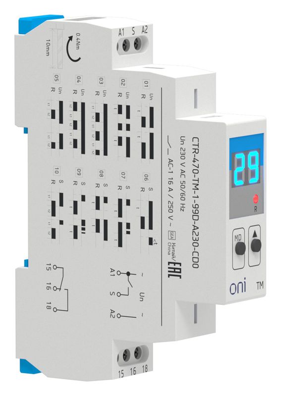 реле времени многофункц. tm дисплей 1 контакт 230в ac oni ctr-470-tm-1-99d-a230-cd0 от BTSprom.by