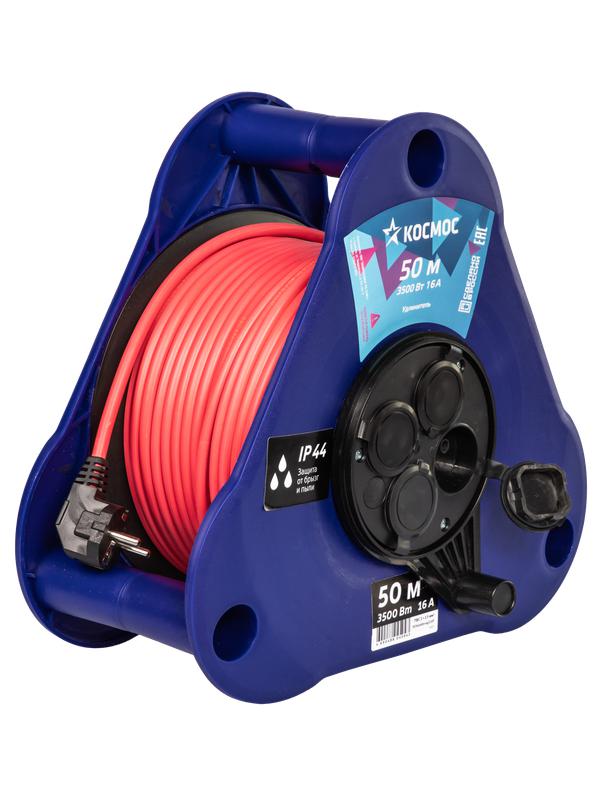 удлинитель на треугольной катушке 4х50м 16а ip44 укп 3500вт пвс 2х2.5 космос yktksm50m-4g(2.5)ip от BTSprom.by