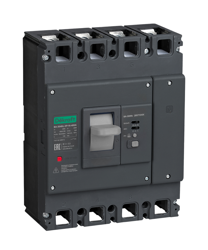 выключатель автоматический силовой 4п (3p+n) 250а 70ка ва-304rc inst 300/500/1000ма dekraft 28566dek от BTSprom.by