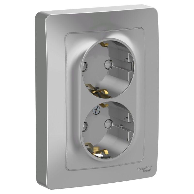 розетка 2-м сп blanca 16а ip20 250в с заземл. защ. шторки алюм. se blnrs001123 от BTSprom.by