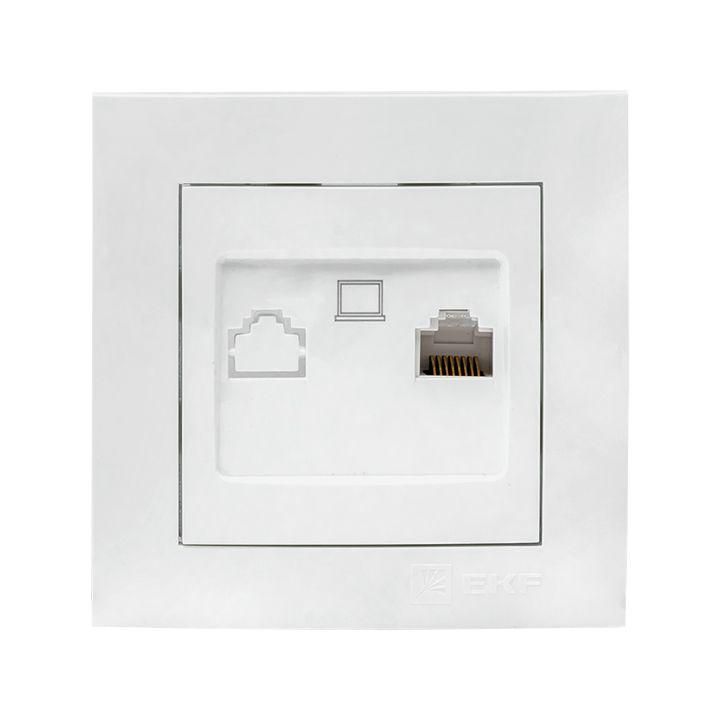 розетка компьютерная 1-м сп валенсия rj45 бел. proxima ekf ewk01-035-10 от BTSprom.by