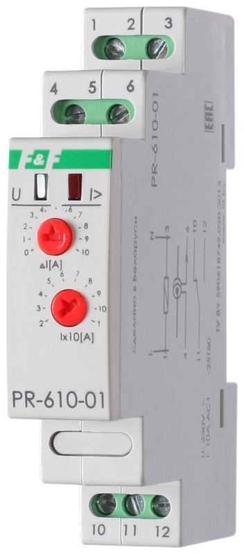 реле тока рr-610-01 (исп.1 (20-110а); монтаж на din-рейке 35мм 230в 10а 1p ip20) f&f ea03.004.001 от BTSprom.by