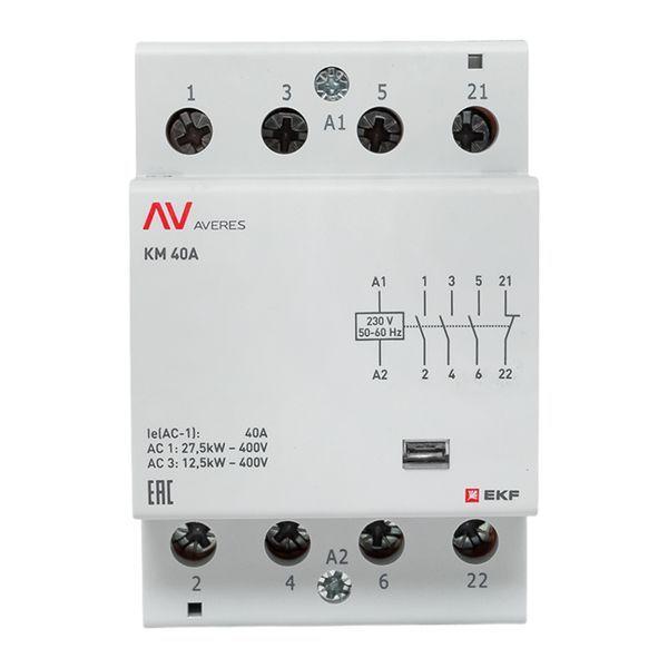  Контактор модульный КМ 40А 3NO+1NC 230В AC (3 мод.) AVERES EKF km-av-3-40-31-230V фото в каталоге от BTSprom.by